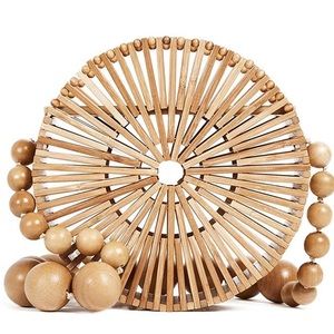 Bamboo Tote Bag by Handmade Straw Natural Basket